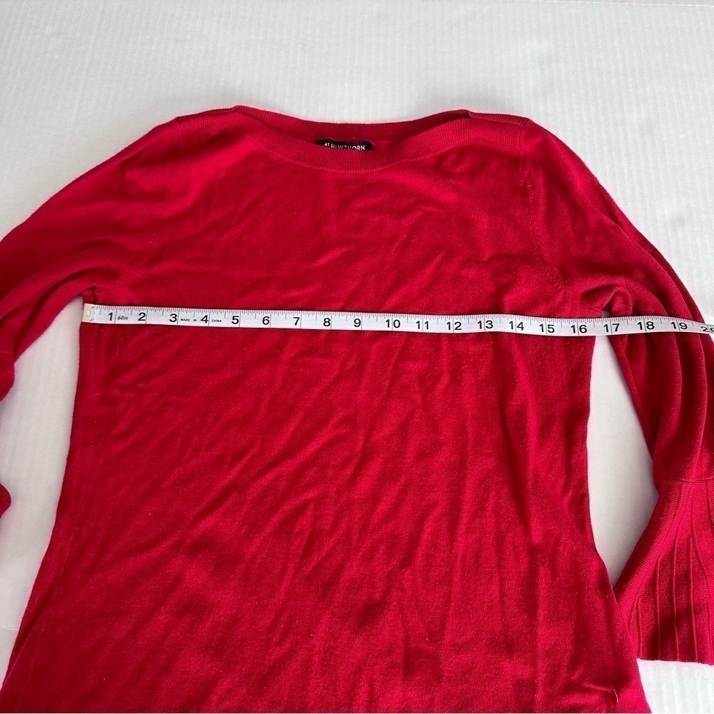 41 Hawthorn Womens Red Pleated Bell Sleeve Boat Neck Pullover Sweater Small - Picture 5 of 8